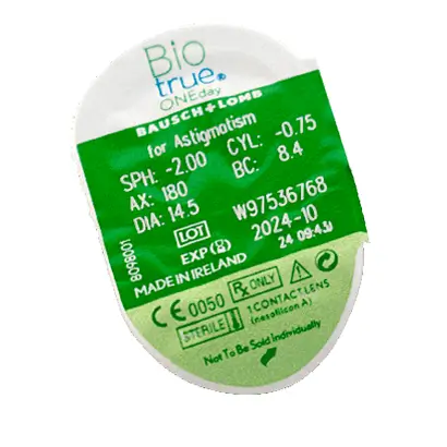 Biotrue One Day Daily Toric Lenses , 30 units - +0.75, -2.25, 10, 8.4, 14.50 - Image 3